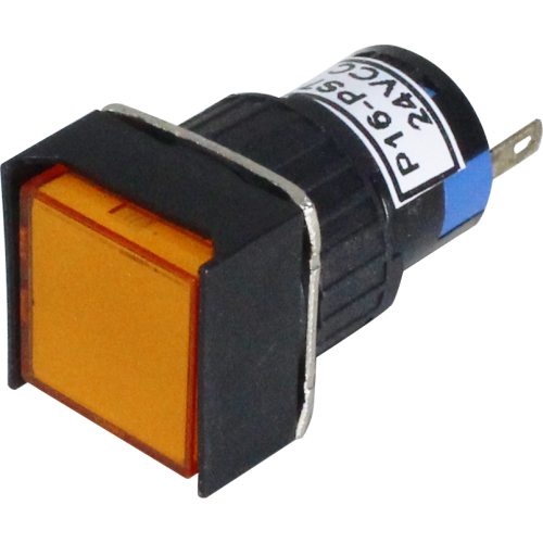 Piloto LED 16mm cuadrado - 24V - naranja