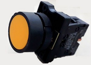 Pulsador rasado 22mm plástico amarillo - 1NA