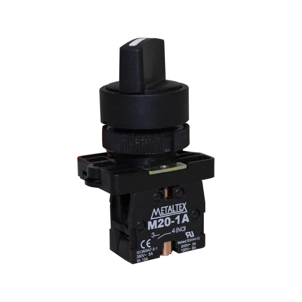 Selectora plástica knob corto 2 posiciones fijas 90G - 1NA