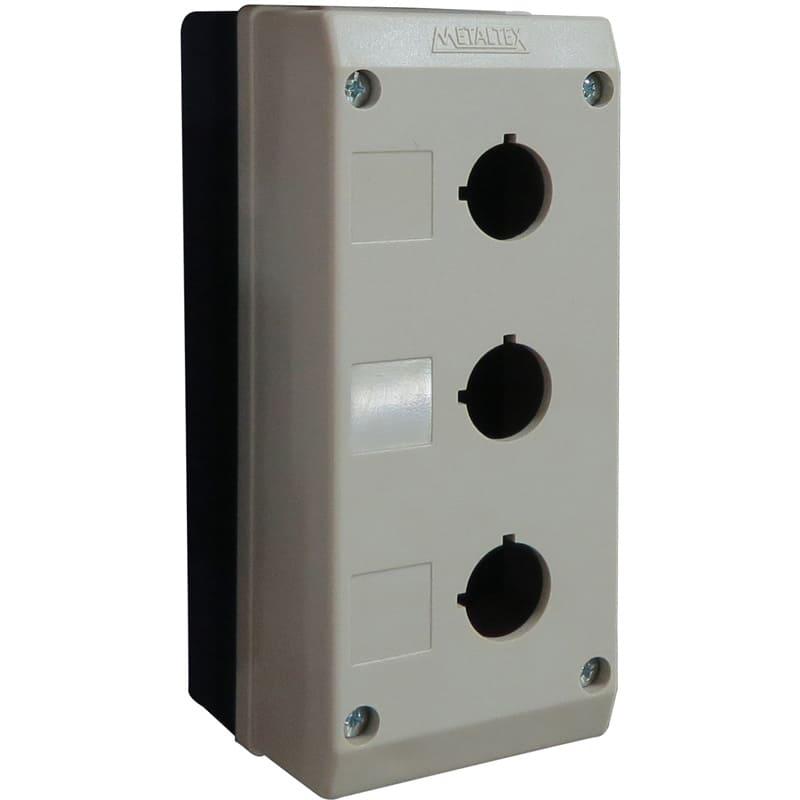 Caja plástica para Botón 22mm 3 huecos color gris