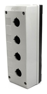 Caja plástica para Botón 22mm 4 huecos color gris