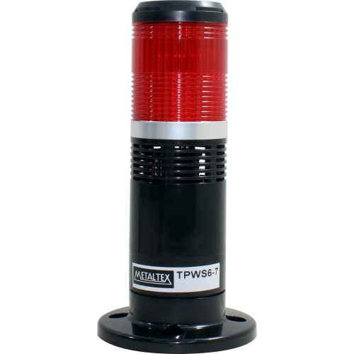 Señalero Torre 60mm, Luz continua y parpadeante, Sirena, 220V, Negra sin haste , rojo