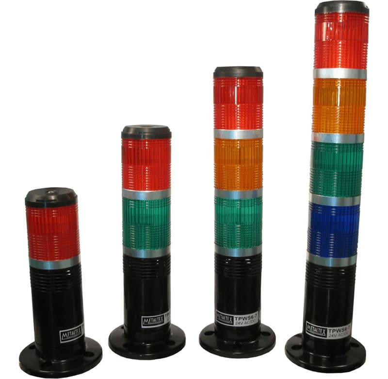 Señalero Torre 60mm, Sirena 24V Negra sin haste rojo naranja verde