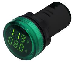 Voltimetro/Amperimetro Digital 22mm verde 50-265VCA/0-100A