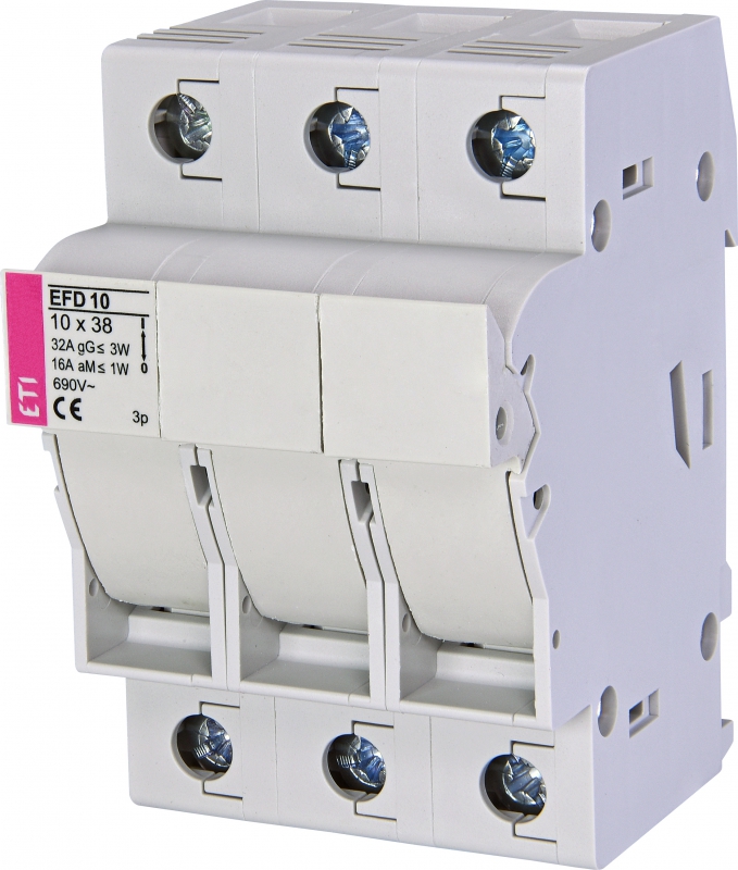 BASE PORTAFUSIBLE ETI EFD 10x38;  3 Polos; 690V AC; 32 A max.