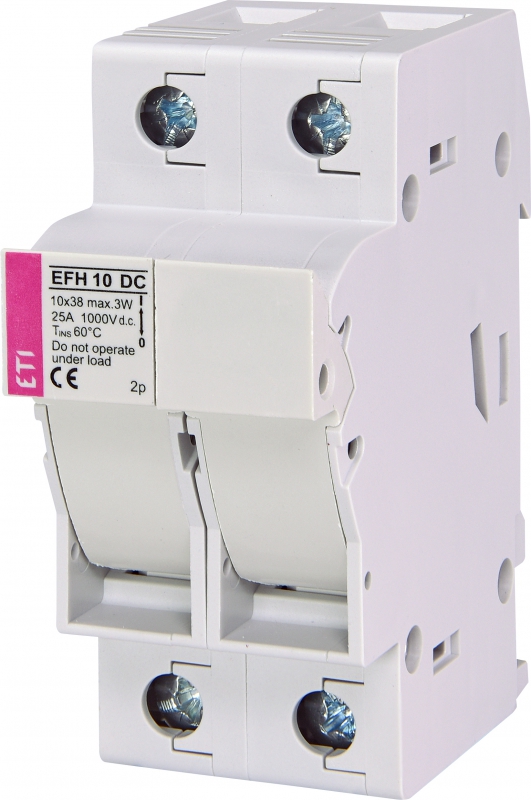 BASE PORTAFUSIBLE ETI 10X38 2 Polos;  1000V DC; 25A max.; serie EFH