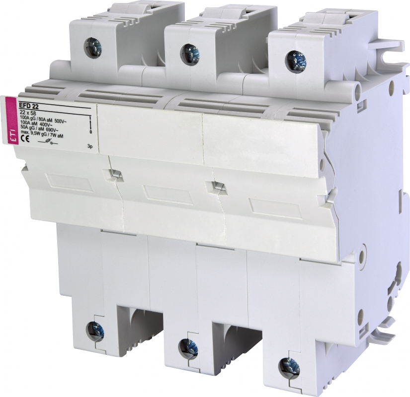 Base portafusible 22x58, 3 polos, 690VAC, serie EFD