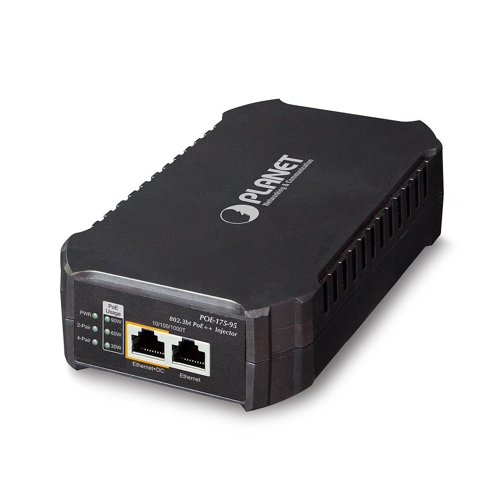Single-Port 10/100/1000Mbps 802.3bt PoE Injector (95 Watts. internal PWR)