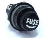Porta fusible redondo para panel, tapa Negra, fusible 5x20mm, corriente max.10A
