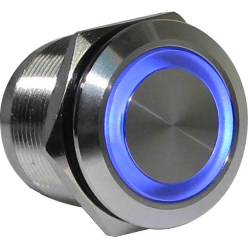 Botonera antivandalismo iluminado Pulsador alternado- azul 22mm 110VCA