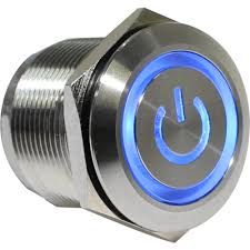 BOTÓN ANTIVANDALISMO ILUMINADO PULSADOR ALTERNADO- AZUL 22MM 220VCA/CC C/LEGENDA