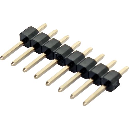 Pin Header fila simple  180 grados 40 pines dorada, paso de 2,54mm, longitud de 11,54mm