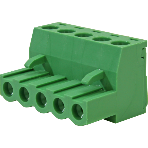 Borne plug para cable, 5 pines, paso 5,08mm, verde