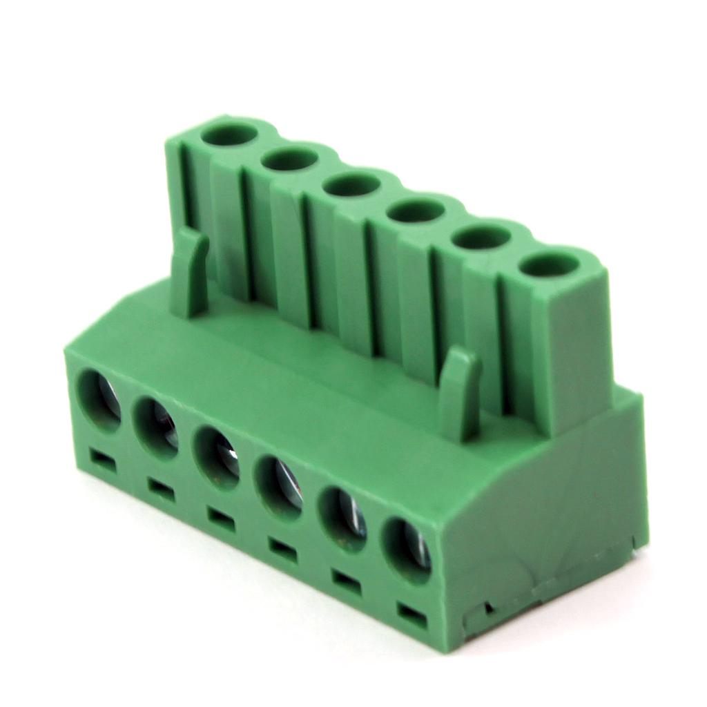 Borne plug para cable, 6 pines, paso 5,08mm, verde