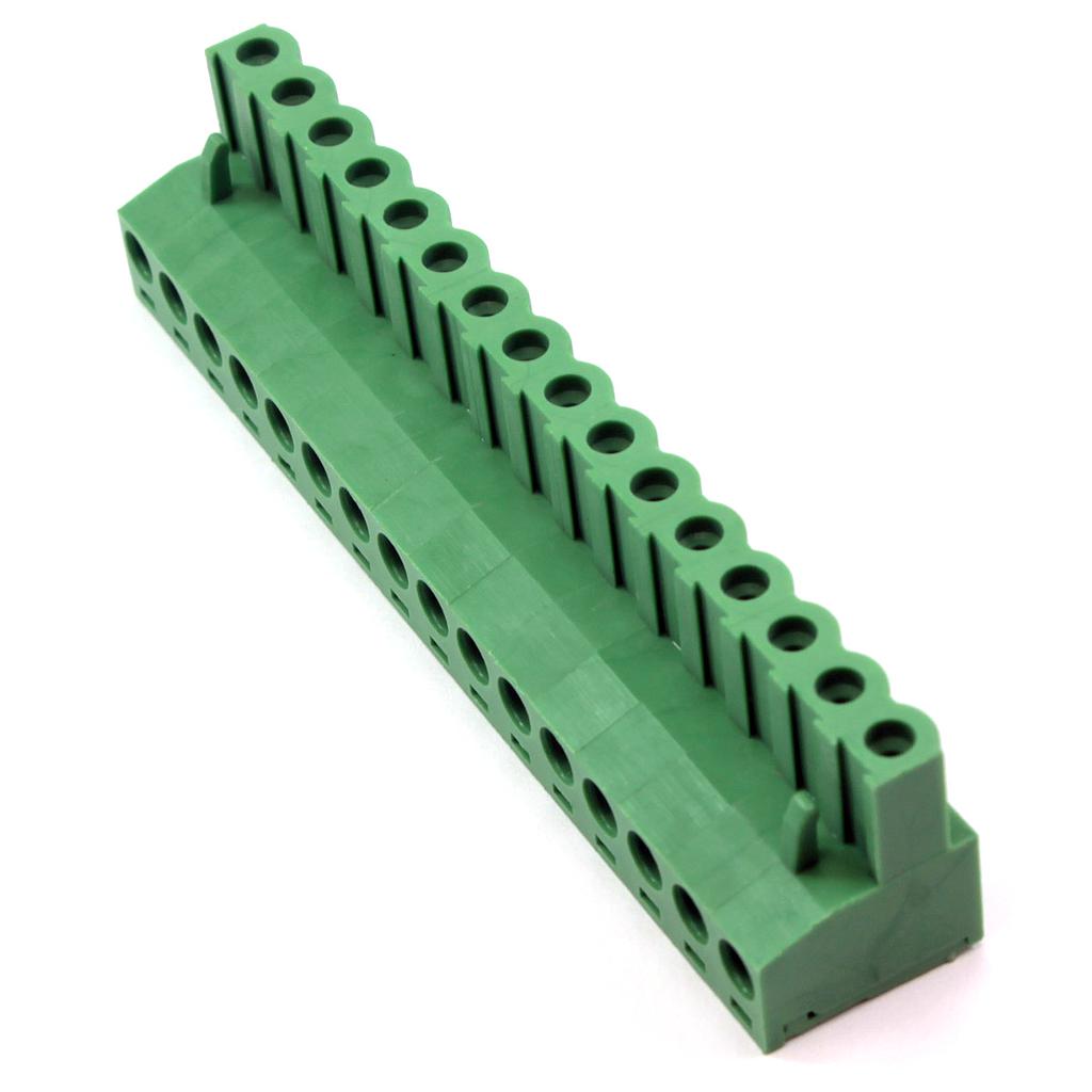 Borne plug para cable, 16 pines, paso 5,08mm, verde