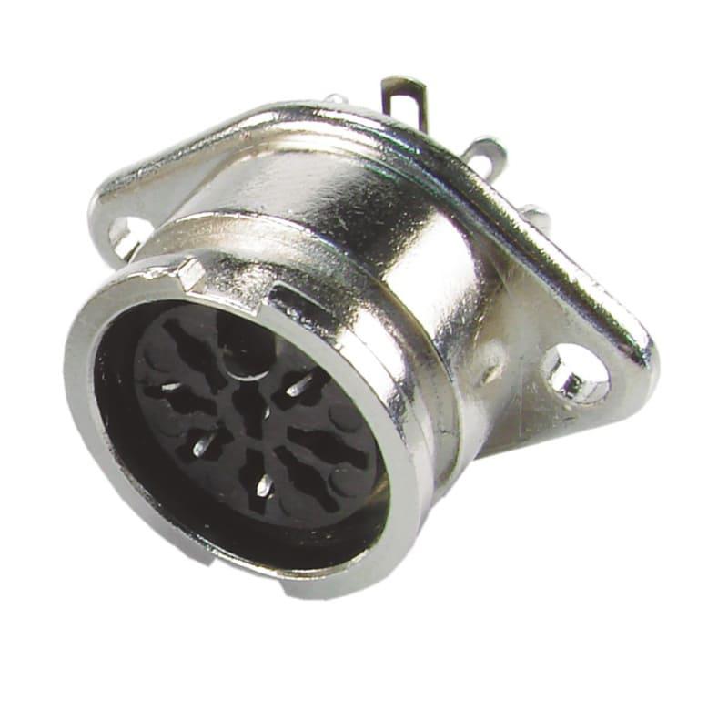 Conector DIN 8 vías hembra blanco para panel
