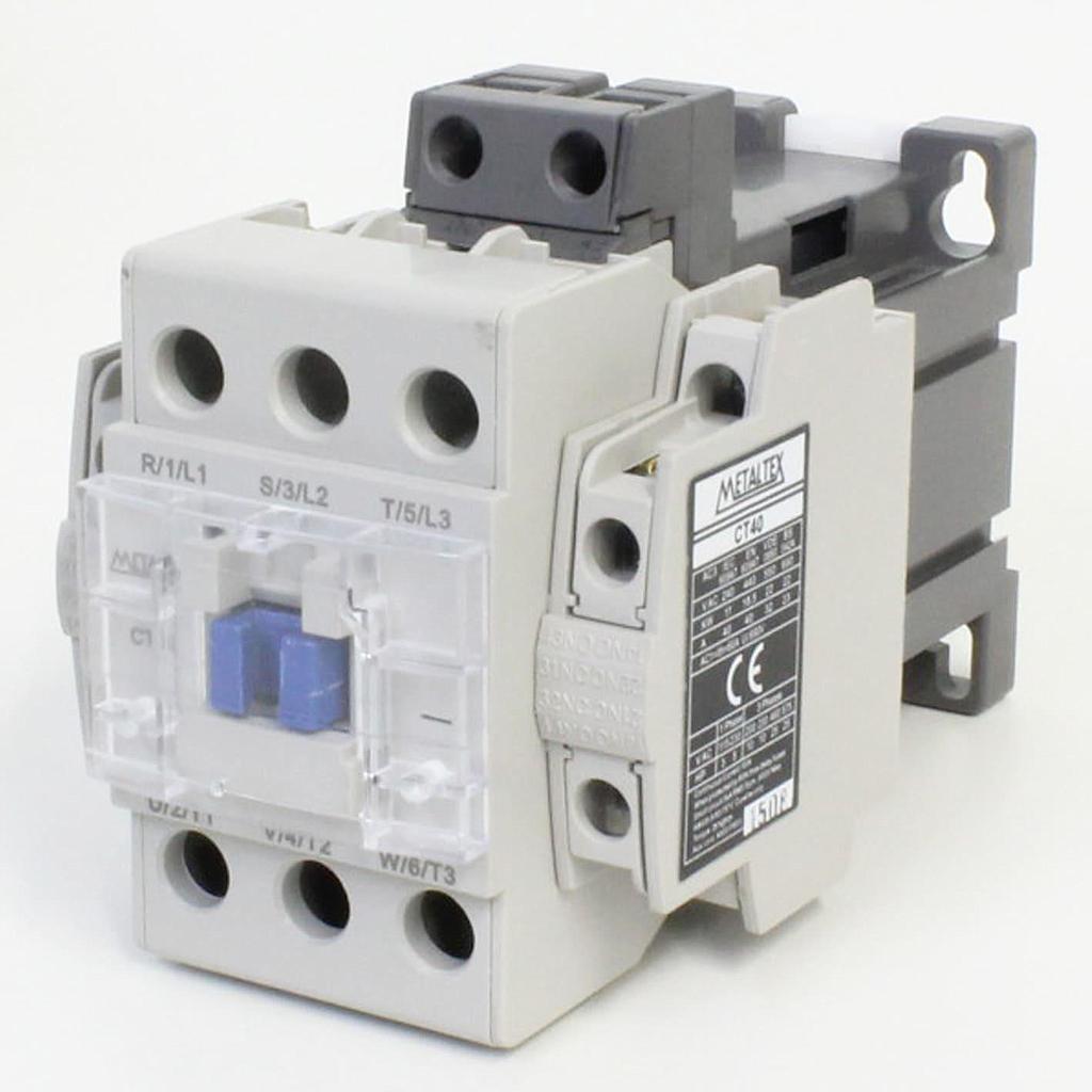 Contactor Tripolar 40A/AC3 Bobina 24VCC Auxiliar 2NA+2NC