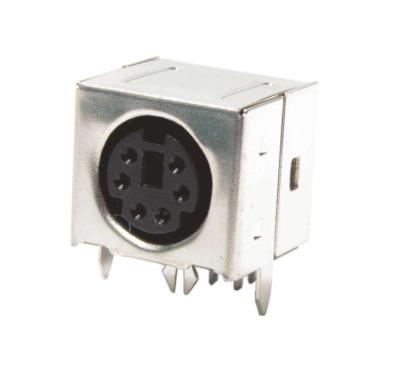 Conector MIN-DIN hembra para PCI, 5 pines, 90  grados, con capa metálica