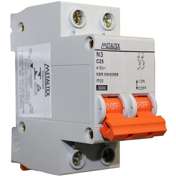 Mini Disjuntor 3KA 2 polos Curva C 25A