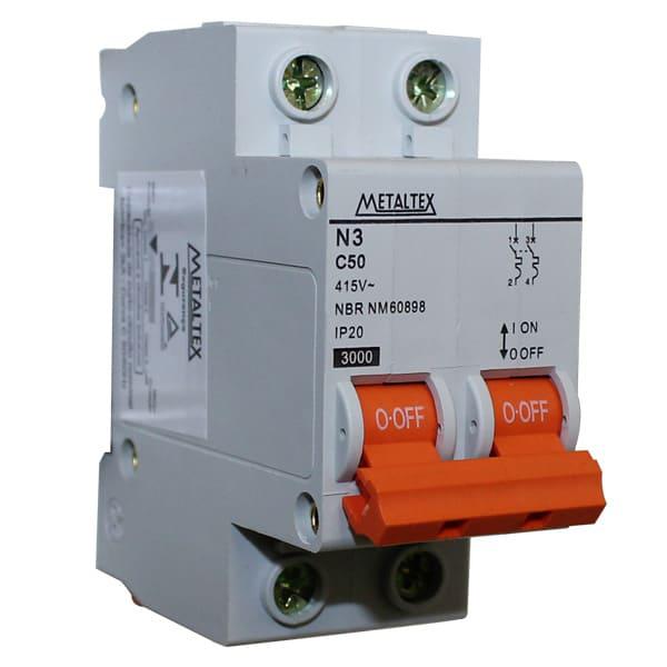 Mini Disjuntor 3KA 2 polos Curva C 50A