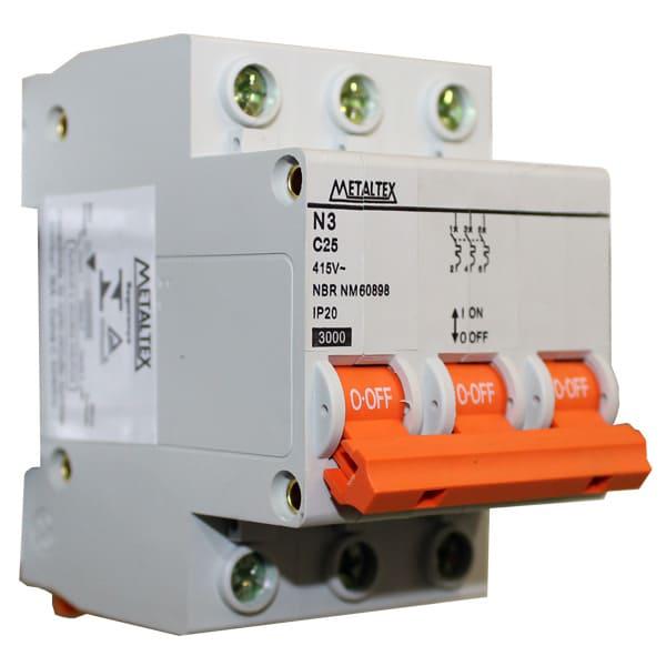 Mini Disjuntor 3KA 3 polos Curva C 25A