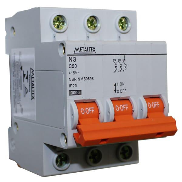 Mini Disjuntor 3KA 3 polos Curva C 50A