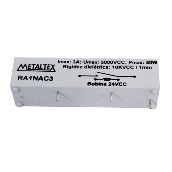 Relé REED de ALTA tensión, 1 contacto NA, voltaje bob:24VCC, capacidad de 3A, potencia 50WATTS, tensión de conMUTACIÓN de 5.000VCC, RIGIDEZ DIELÉTRICA de 10KVCC