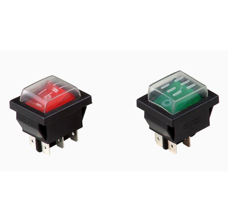 Interruptor 2 pocisiones ILUMINADA C/tapa Silicona-roja 24V
