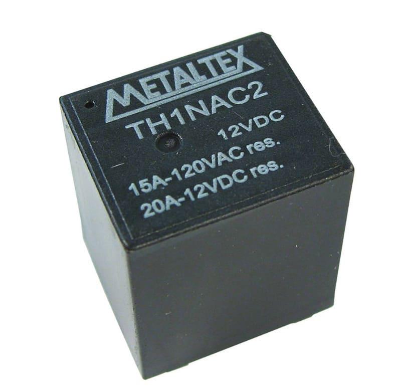 Relé miniatura de potencia, 1 contacto NA, voltaje bob:12VCC, capacidad de 20A, terminal para PCI