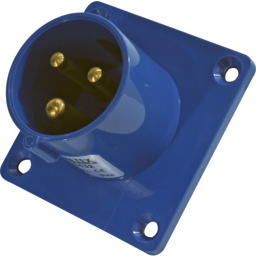 Enchufe Industrial Embutido Negativo Macho 16A 2P+T 6H Azul