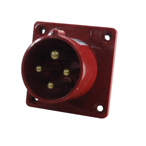 Enchufe Industrial Embutido Negativo Macho 16A 3P+T 6H Rojo