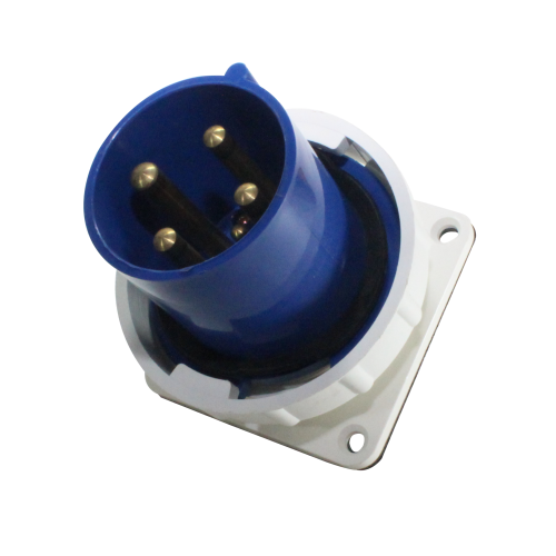 Enchufe Industrial Embutido Negativo Macho 63A 3P+T 9H Azul