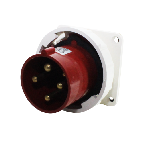 Enchufe Industrial Embutido Negativo Macho 63A 3P+T 6H Rojo