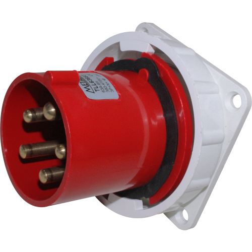 Enchufe Industrial Embutido Negativo Macho 63A 3P+N+T 6H Rojo