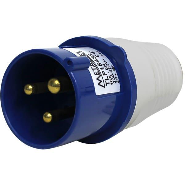 Enchufe Industrial Volante Macho 16A 2P+T 6H Azul