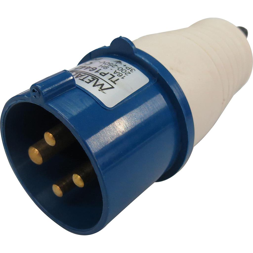 Enchufe Industrial Volante Macho 16A 3P+T 9H Azul