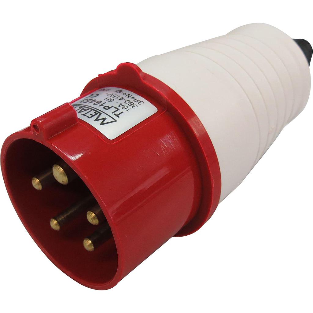 Enchufe Industrial Volante Macho 16A 3P+N+T 6H Rojo