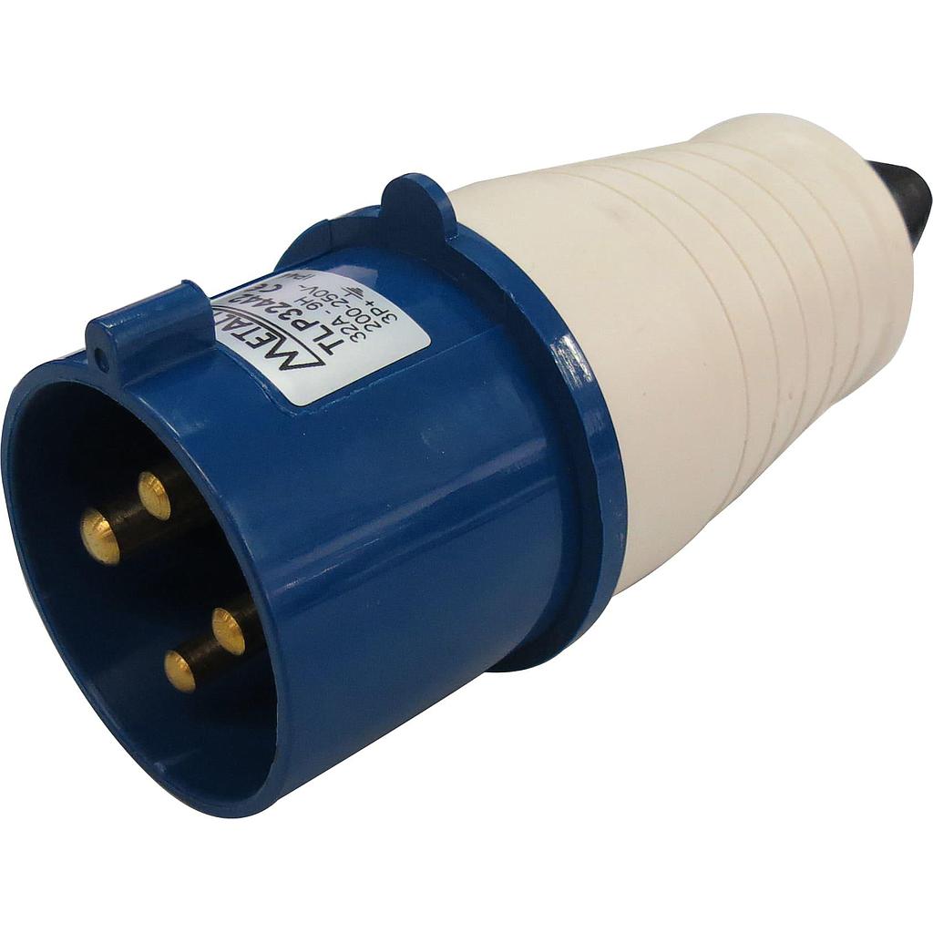 Enchufe Industrial Volante Macho 32A 3P+T 9H Azul