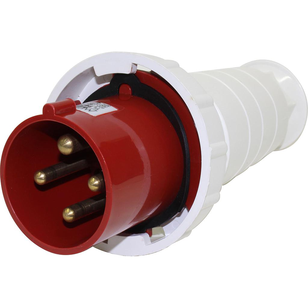 Enchufe Industrial Volante Macho 63A 3P+T 6H Rojo