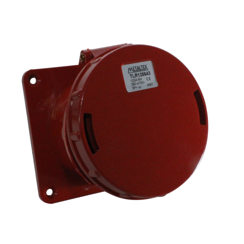 Enchufe Industrial Embutido Hembra 125A 3P+T 6H Rojo