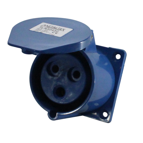 Enchufe Industrial Embutido Hembra 32A 2P+T 6H Azul