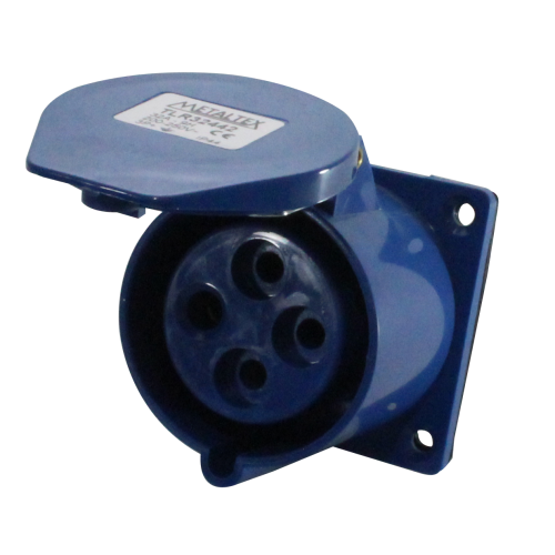 Enchufe Industrial Embutido Hembra 32A 3P+T 9H Azul