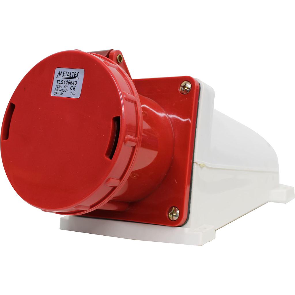 Enchufe Industrial Sobrepuesto Hembra 125A 3P+T 6H Rojo