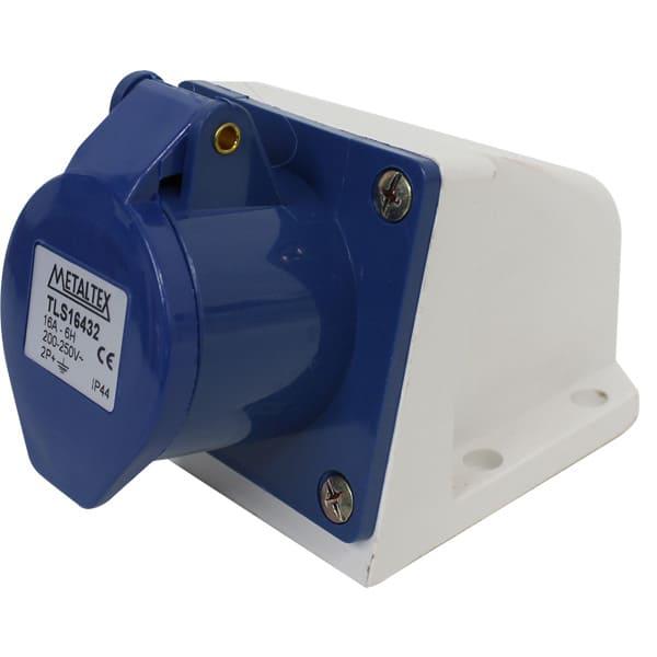 Enchufe Industrial Sobrepuesto Hembra 16A 2P+T 6H Azul