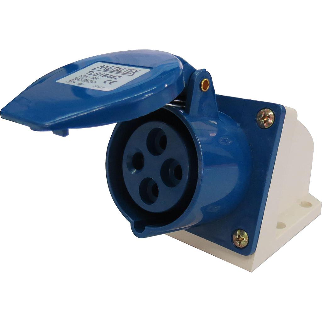 Enchufe Industrial Sobrepuesto Hembra 16A 3P+T 9H Azul
