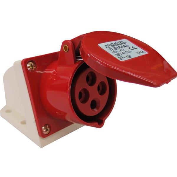 Enchufe Industrial Sobrepuesto Hembra 16A 3P+T 6H Rojo