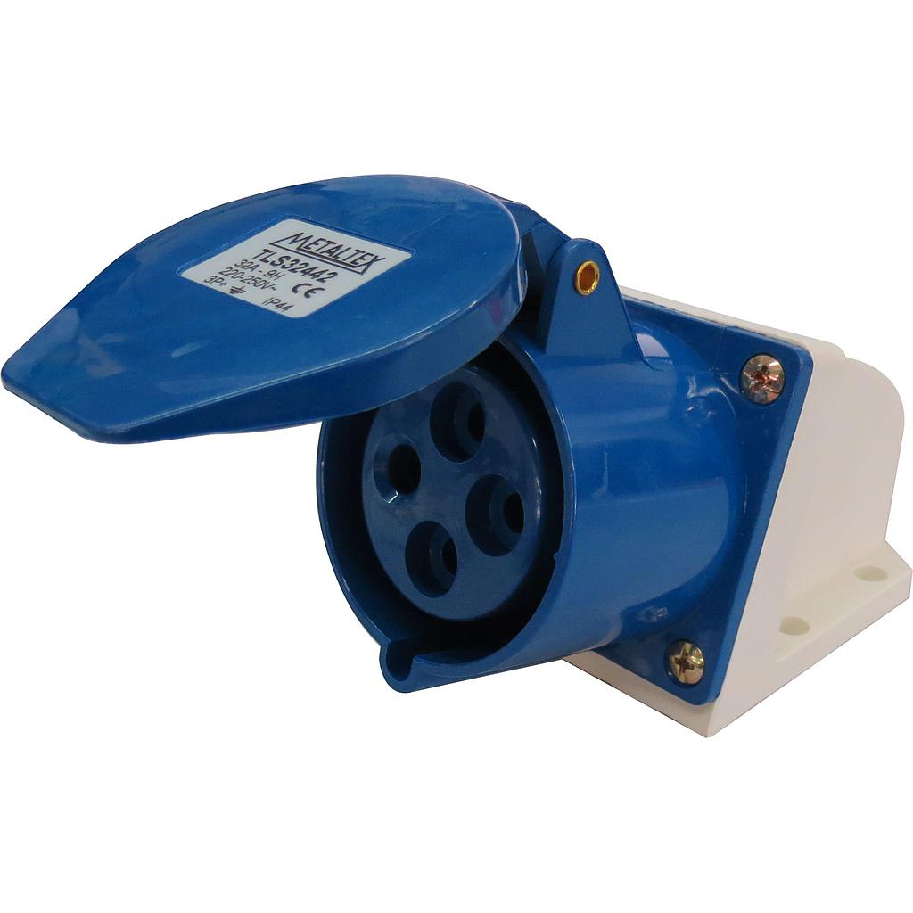 Enchufe Industrial Sobrepuesto Hembra 32A 3P+T 9H Azul