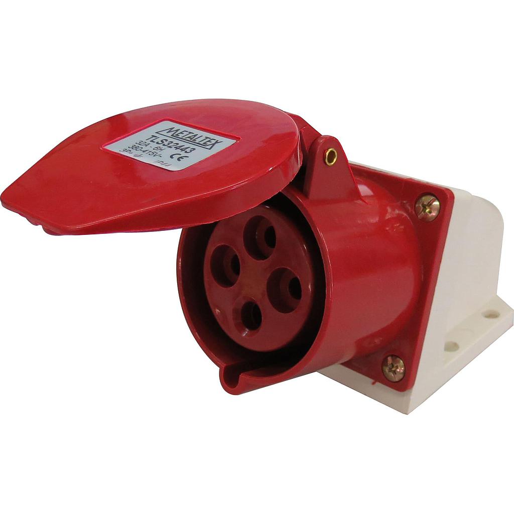 Enchufe Industrial Sobrepuesto Hembra 32A 3P+T 6H Rojo