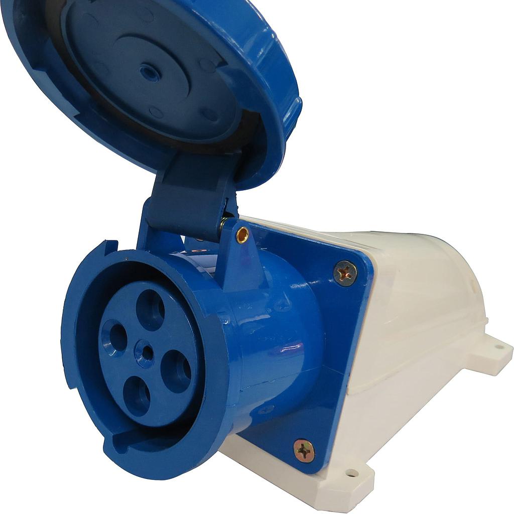 Enchufe Industrial Sobrepuesto Hembra 63A 3P+T 9H Azul