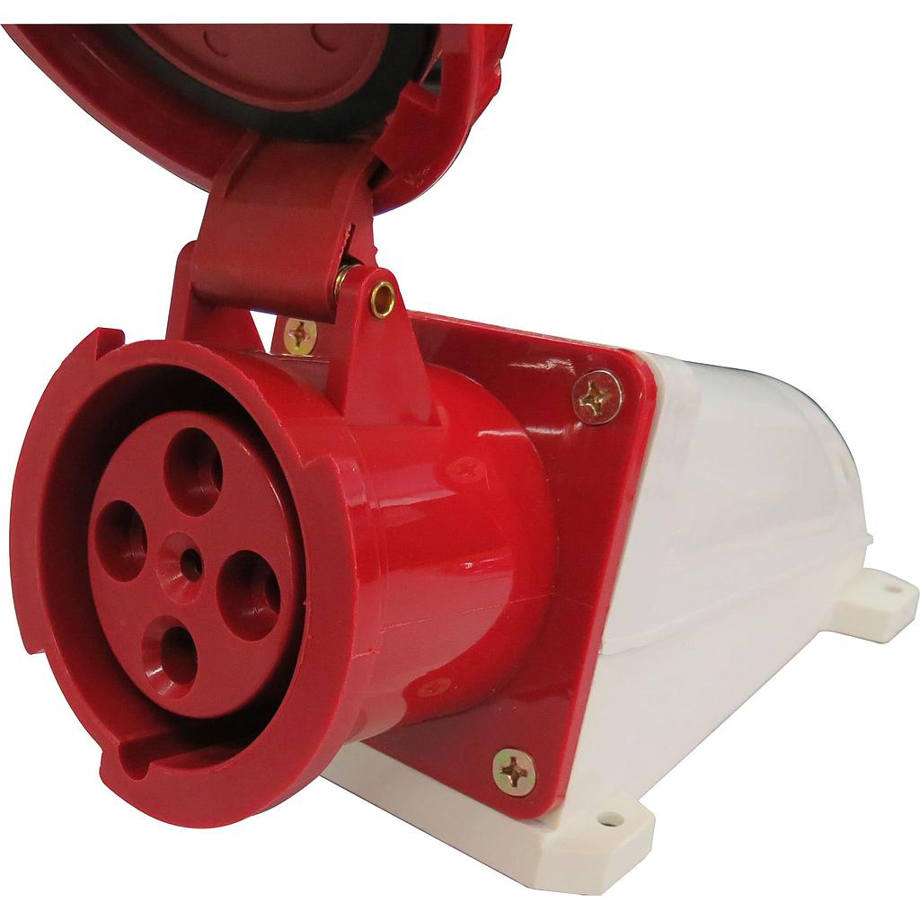 Enchufe Industrial Sobrepuesto Hembra 63A 3P+T 6H Rojo